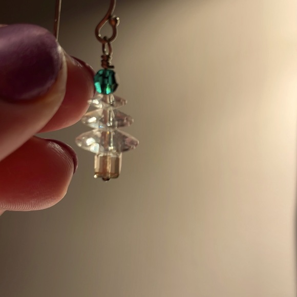 Handmade Crystal Tree Earrings - Picture 2 of 2